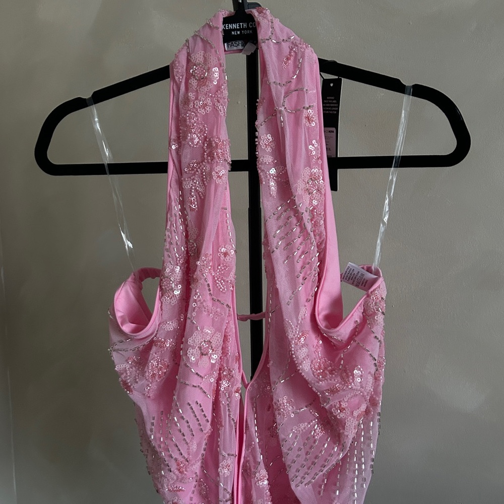 Fashion Nova Pink Sequin Halter Top